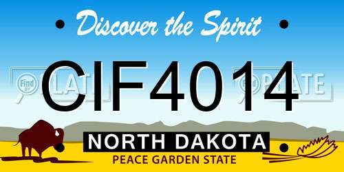 CIF4014 North Dakota License Plate