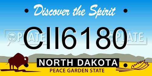 CII6180 North Dakota License Plate