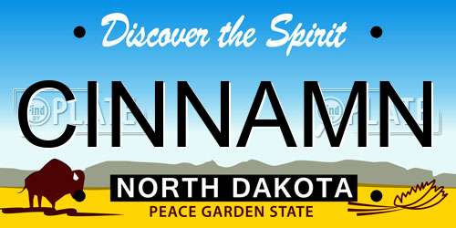 CINNAMN North Dakota License Plate
