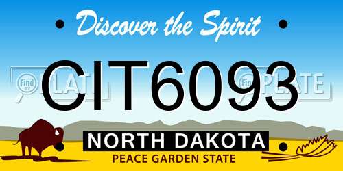 CIT6093 North Dakota License Plate