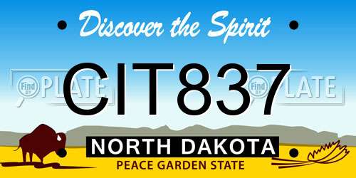 CIT837 North Dakota License Plate
