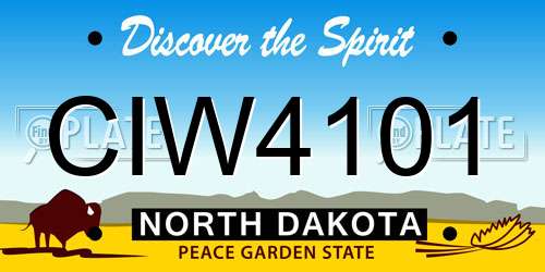 CIW4101 North Dakota License Plate