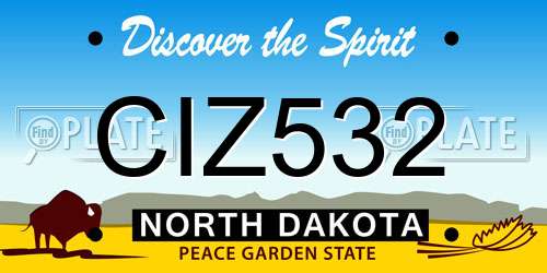 CIZ532 North Dakota License Plate