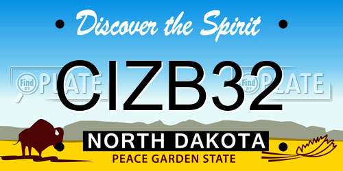 CIZB32 North Dakota License Plate