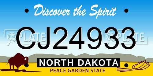 CJ24933 North Dakota License Plate