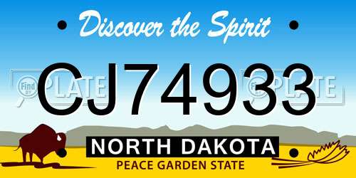 CJ74933 North Dakota License Plate