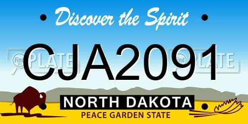 CJA2091 North Dakota License Plate