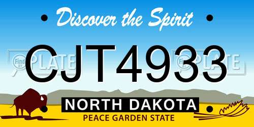 CJT4933 North Dakota License Plate