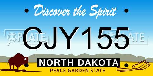 CJY155 North Dakota License Plate
