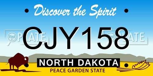 CJY158 North Dakota License Plate