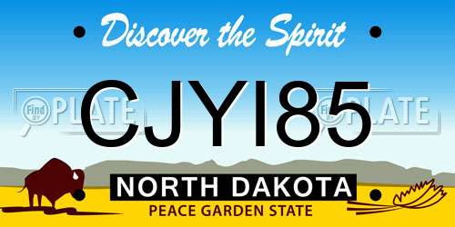 CJYI85 North Dakota License Plate