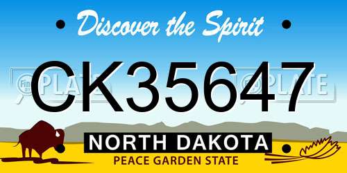 CK35647 North Dakota License Plate