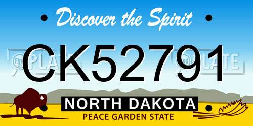 CK52791 North Dakota License Plate