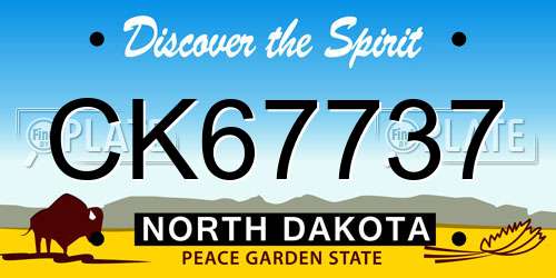 CK67737 North Dakota License Plate