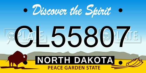 CL55807 North Dakota License Plate