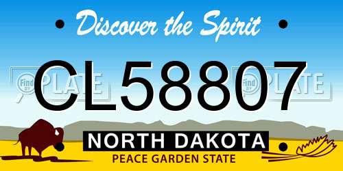 CL58807 North Dakota License Plate