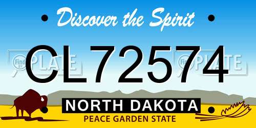 CL72574 North Dakota License Plate