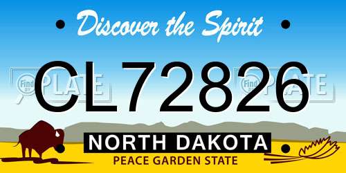 CL72826 North Dakota License Plate