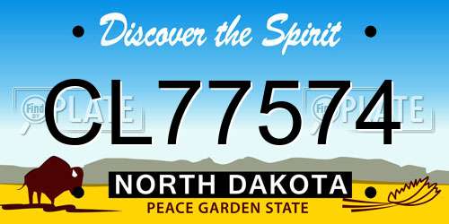 CL77574 North Dakota License Plate