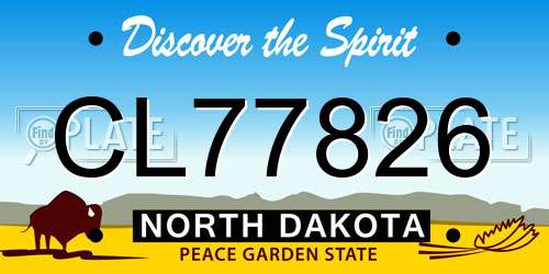 CL77826 North Dakota License Plate