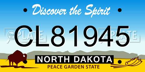 CL81945 North Dakota License Plate
