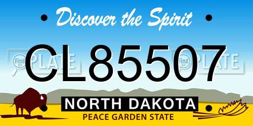 CL85507 North Dakota License Plate
