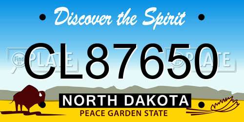 CL87650 North Dakota License Plate