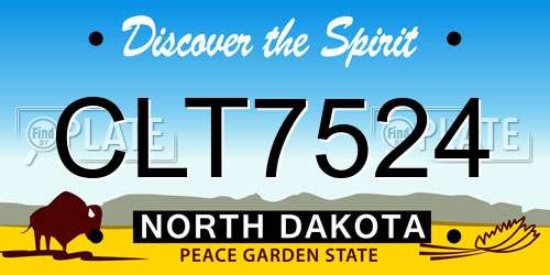 CLT7524 North Dakota License Plate