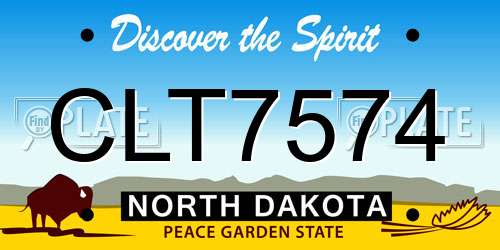 CLT7574 North Dakota License Plate