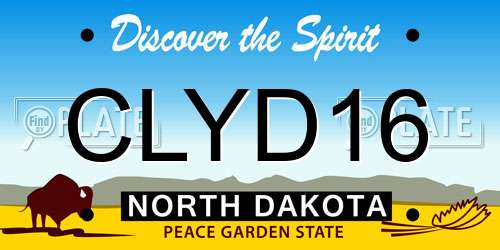 CLYD16 North Dakota License Plate
