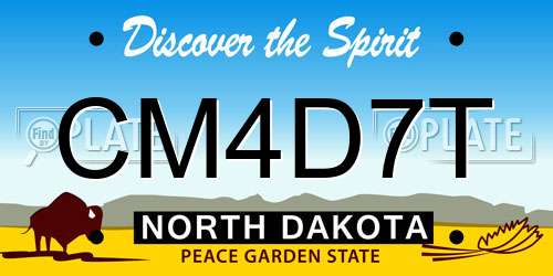 CM4D7T North Dakota License Plate