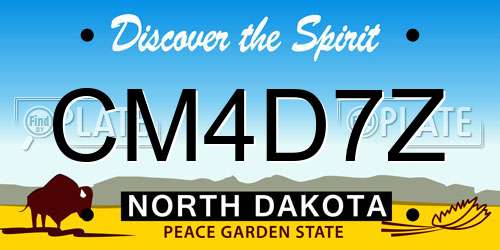 CM4D7Z North Dakota License Plate