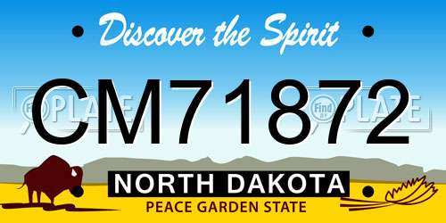 CM71872 North Dakota License Plate