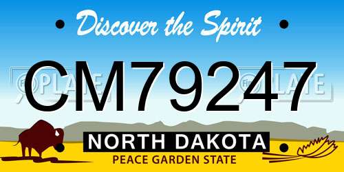 CM79247 North Dakota License Plate
