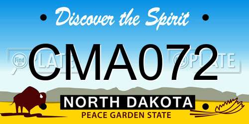 CMA072 North Dakota License Plate