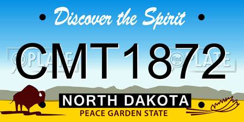 CMT1872 North Dakota License Plate