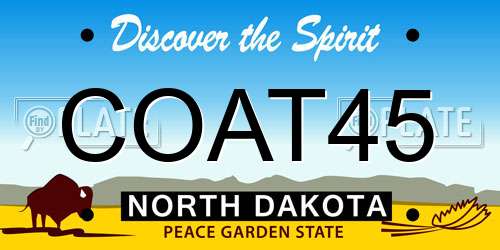 COAT45 North Dakota License Plate