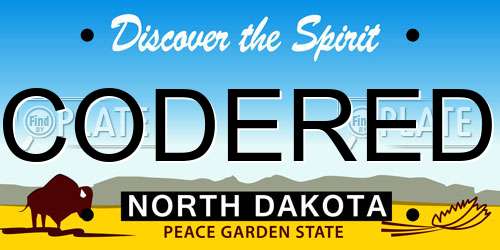 CODERED North Dakota License Plate