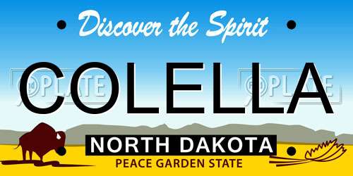 COLELLA North Dakota License Plate