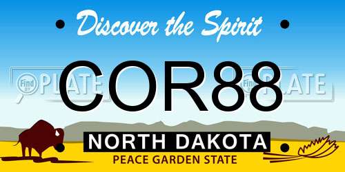 COR88 North Dakota License Plate