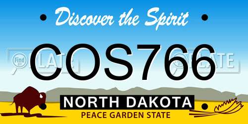 COS766 North Dakota License Plate
