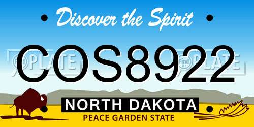 COS8922 North Dakota License Plate