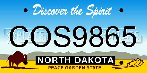 COS9865 North Dakota License Plate