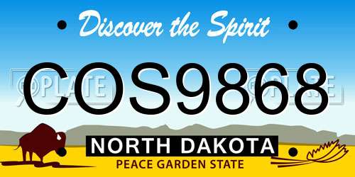 COS9868 North Dakota License Plate