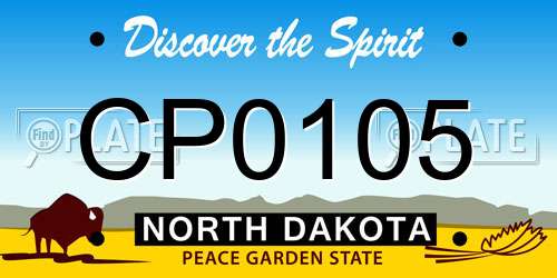 CP0105 North Dakota License Plate