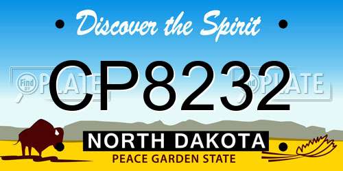 CP8232 North Dakota License Plate
