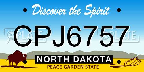 CPJ6757 North Dakota License Plate
