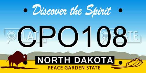 CPO108 North Dakota License Plate