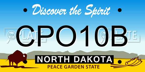CPO10B North Dakota License Plate