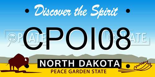 CPOI08 North Dakota License Plate